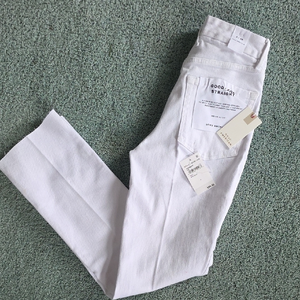 Women's Good American White Straight Leg Jeans, Size 2/26, NWT